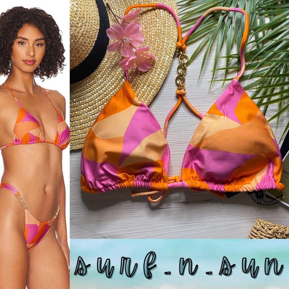 Vix 🧡 Sliding Tri T-Back 24K Gold Ring Bikini Top